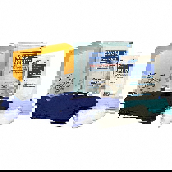 Small Wound Dressing Kit, Includes Gauze, Tape, Gloves, Eye Pads, Bandages